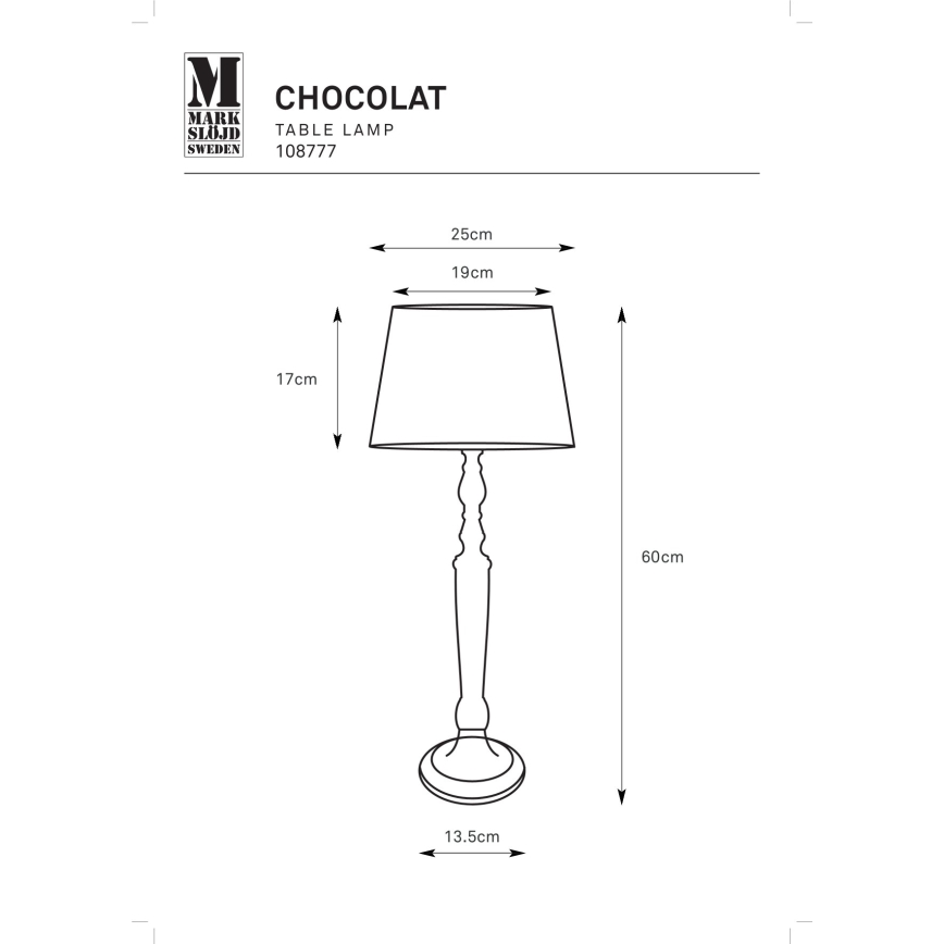 Markslöjd 108777 - Toršeras CHOCOLAT 1xE27/40W/230V ruda/smėlio spalva