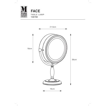 Markslöjd 108788 - Cosmetic veidrodis FACE 1xE14/25W/230V