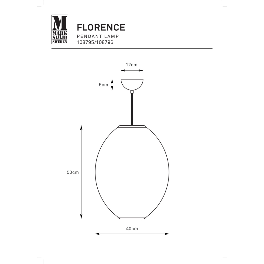 Markslöjd 108796 - Pakabinamas sietynas FLORENCE 1xE27/40W/230V balta