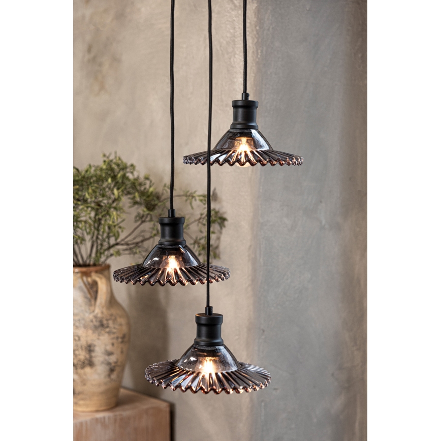 Markslöjd 108853 - Pakabinamas sietynas NOVIA 3xE27/40W/230V juoda/dūminis