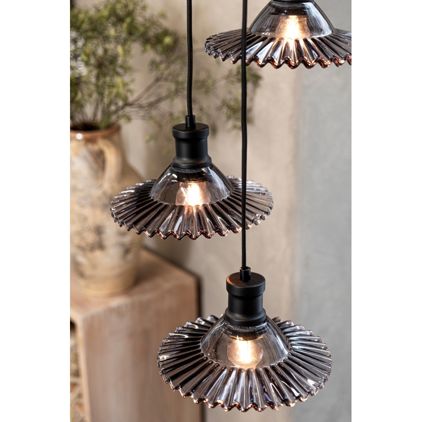 Markslöjd 108853 - Pakabinamas sietynas NOVIA 3xE27/40W/230V juoda/dūminis