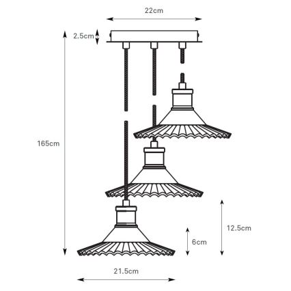 Markslöjd 108853 - Pakabinamas sietynas NOVIA 3xE27/40W/230V juoda/dūminis