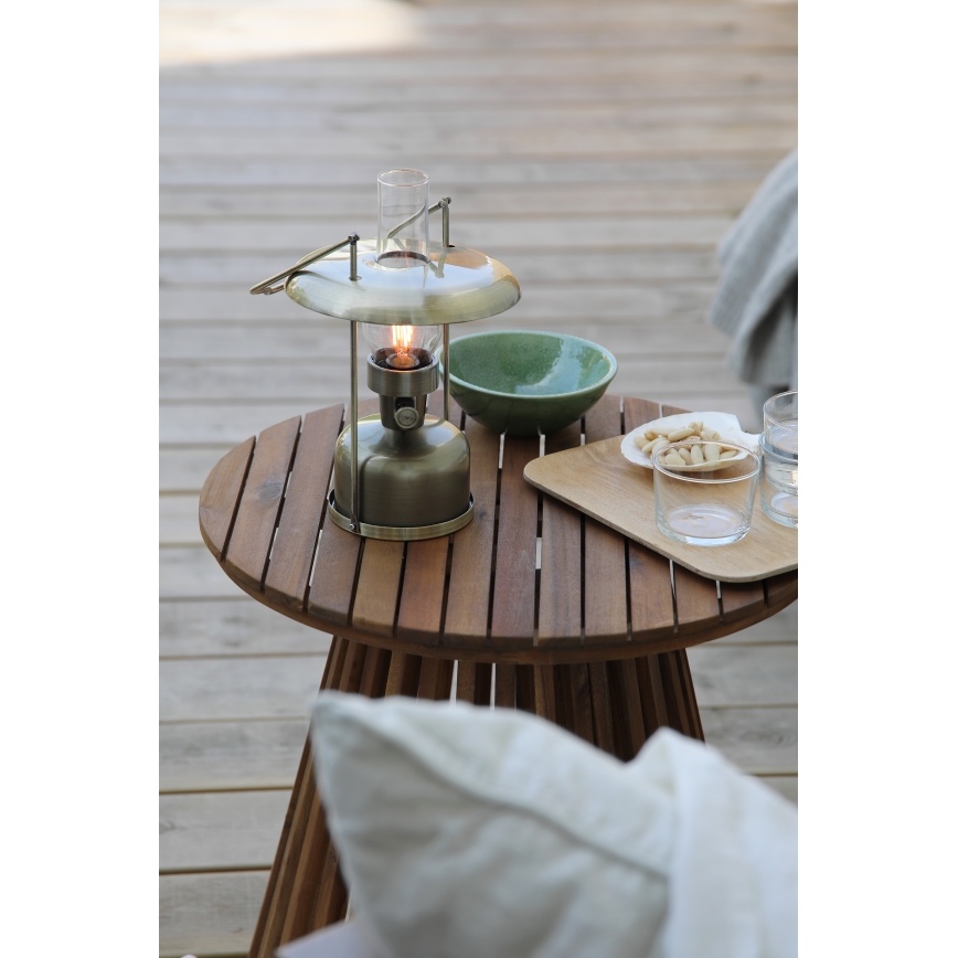 Markslöjd 108894 - reguliuojama LED įkraunama lauko stalinė lempa FANOS LED/2,5W/3,7V 4000 mAh IP44 žalvaris