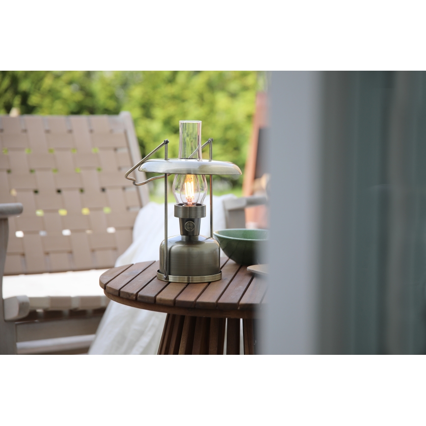 Markslöjd 108894 - reguliuojama LED įkraunama lauko stalinė lempa FANOS LED/2,5W/3,7V 4000 mAh IP44 žalvaris