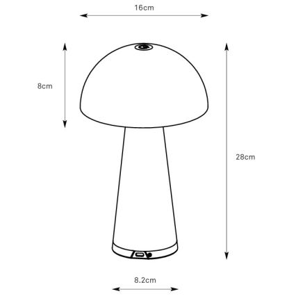 Markslöjd 108950 - LED reguliuojamo ryškumo įkraunama stalinė lempa FUNGI LED/1,5W/5V 2000 mAh IP44 pilka