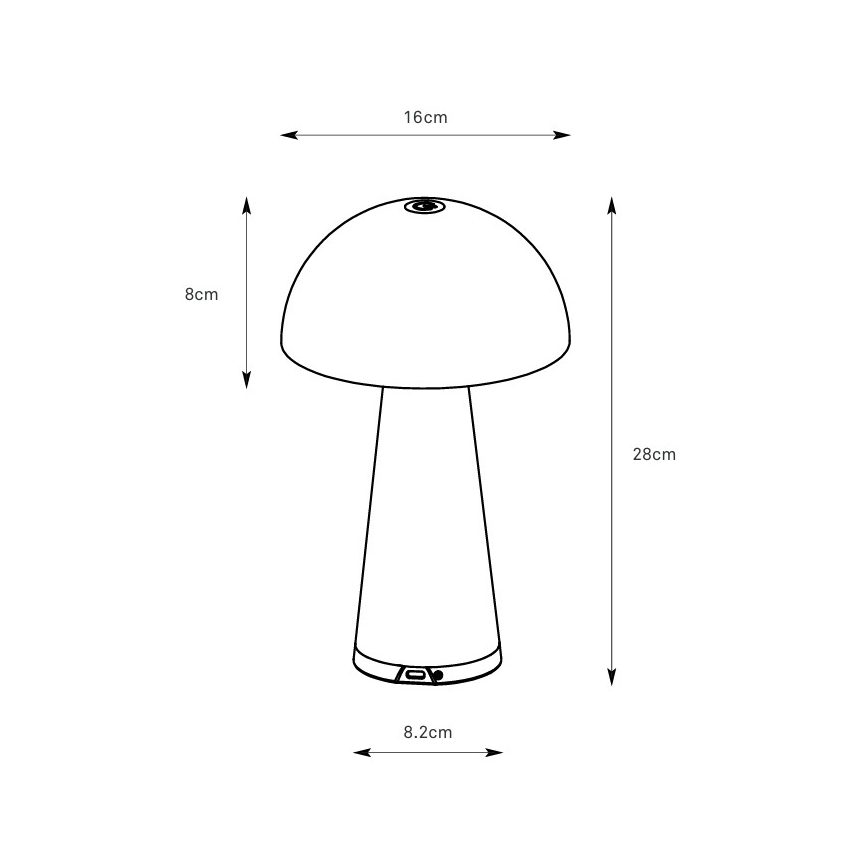 Markslöjd 108950 - LED reguliuojamo ryškumo įkraunama stalinė lempa FUNGI LED/1,5W/5V 2000 mAh IP44 pilka