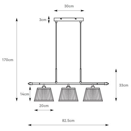 Markslöjd 108975 - Pakabinama liustra su laidu OXFORD 3xE14/40W/230V žalvaris/balta