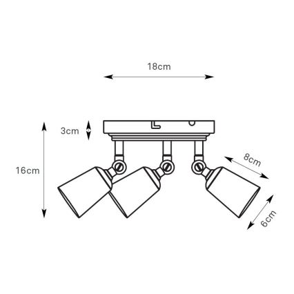 Markslöjd 108980 - Taškinis šviestuvas TINY 3xGU10/7W/230V žalvarinis