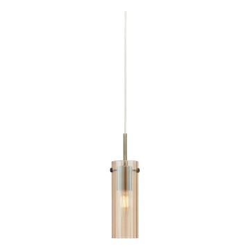 Markslöjd 109015 - Pakabinamas šviestuvas su laidu TIBIA 1xE14/40W/230V dūminė smėlio spalvos/žalvaris