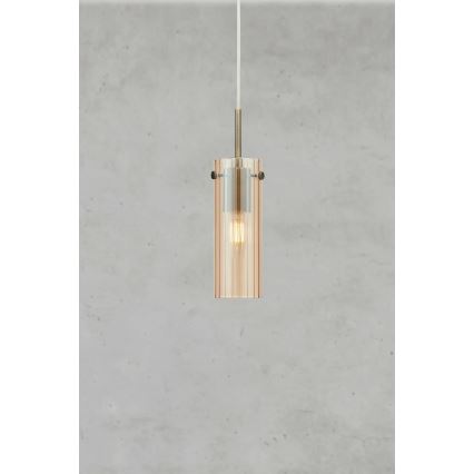 Markslöjd 109015 - Pakabinamas šviestuvas su laidu TIBIA 1xE14/40W/230V dūminė smėlio spalvos/žalvaris