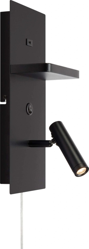Markslöjd 109018 - LED sieninis taškinis šviestuvas su lentynėle ir USB lizdu CARICA LED/4W/230V juodas