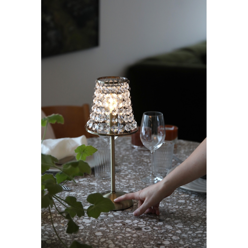 Markslöjd 109125 - LED dimeriuojama įkraunama jutiklinė stalinė lempa LIORA 1xE14/2W/2000 mAh, žalvarinė