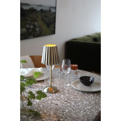 Markslöjd 109127 - LED reguliuojama įkraunama jutiklinė stalinė lempa CELIA 1xE14/2W/2000 mAh žalvaris