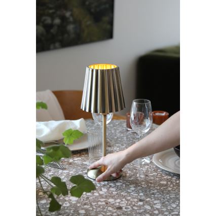 Markslöjd 109127 - LED reguliuojamo ryškumo įkraunama, lietimu valdoma stalinė lempa CELIA 1xE14/2W/2000 mAh žalvaris
