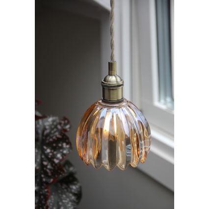 Markslöjd 109137 - Pakabinamas šviestuvas ant laido GOTA 1xE14/40W/230V, skersmuo 13 cm, dūminė smėlio spalva/žalvaris