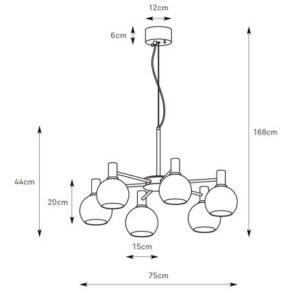Markslöjd 109153 - Pakabinama liustra ant laido AMBRA 6xE14/40W/230V, skersmuo 75 cm, auksinė / dūminė smėlinė
