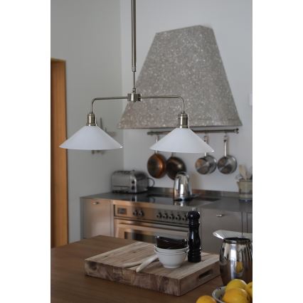 Markslöjd 109160 - Pakabinamas šviestuvas ant strypo VELA 2xE27/60W/230V balta/žalvaris