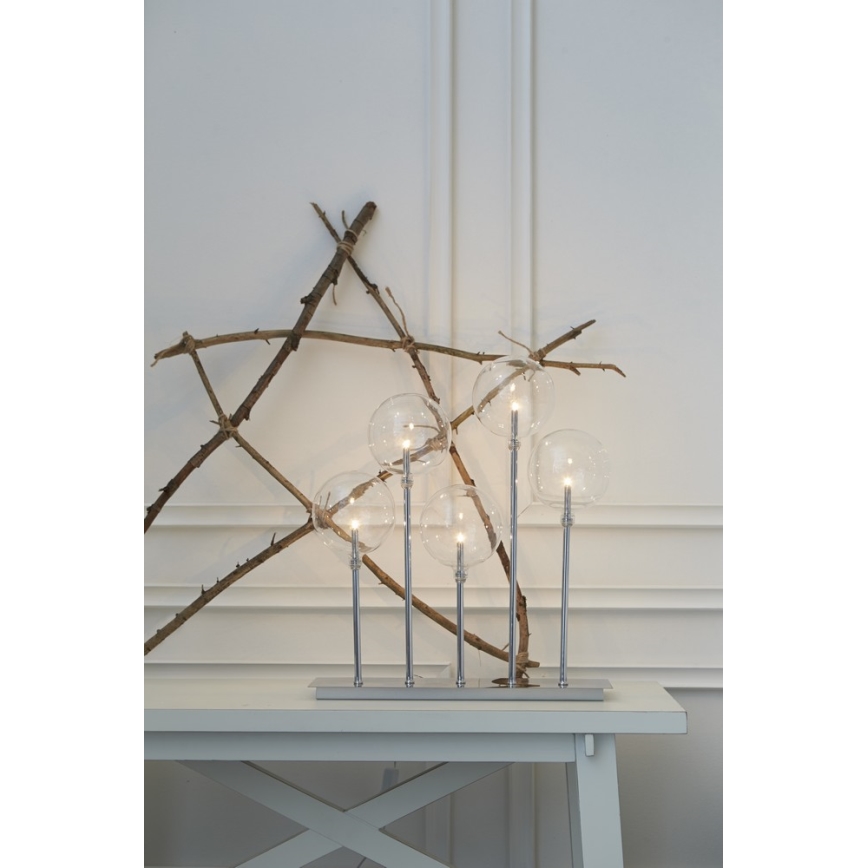 Markslöjd 703519 - Kalėdinė žvakidė MÄSTER 7xE5/0,8W/230/12V matinis chromas