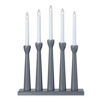 Markslöjd 704197 - Kalėdinė žvakidė MASESKÄR 5xE10/3W/230V pilka