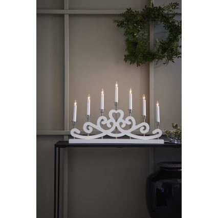 Markslöjd 705965 - Kalėdinė žvakidė NIGHTFALL 7xE10/3W/230V balta