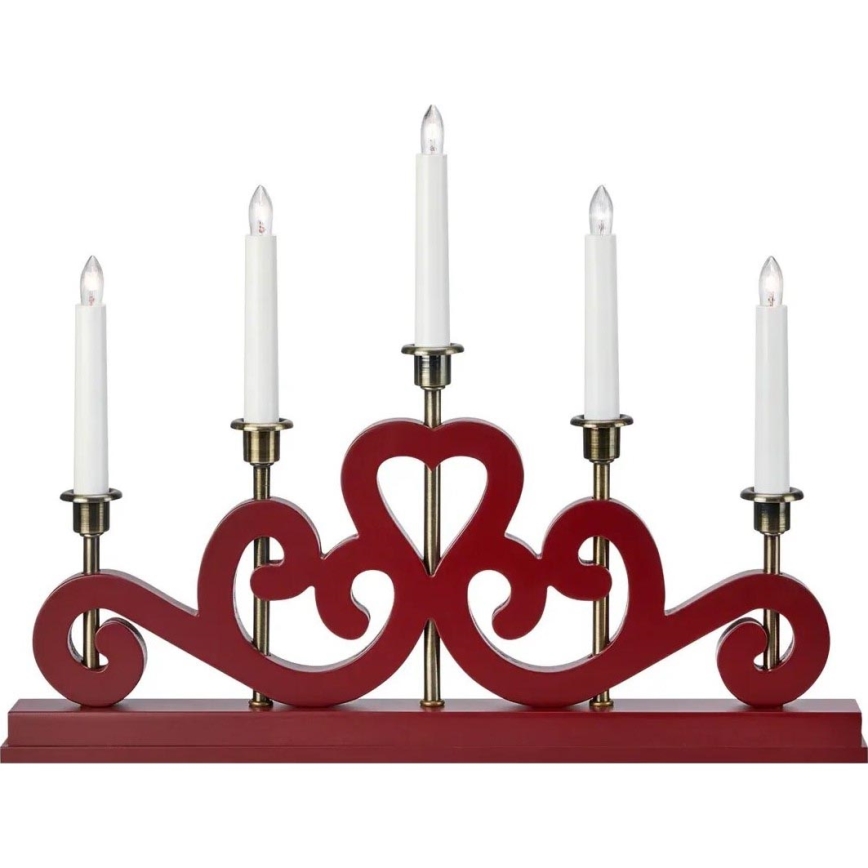 Markslöjd 706211 - Kalėdinė žvakidė ENEBY 5xE10/3W/230V raudona/žalvaris