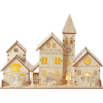 Markslöjd 706447 - LED Kalėdinė dekoracija VILLAGE LED/0,24W/2xAA fanera