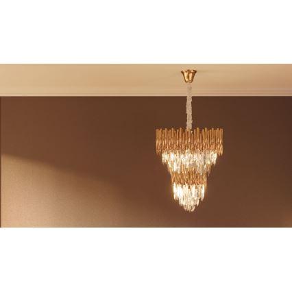 MAXLIGHT P0283 - Sietynas, kabinamas ant grandinės VOGUE 16xE14/40W/230V diametras 60 cm auksas