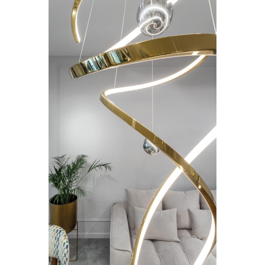 MAXLIGHT P0483D - LED Reguliuojamas pakabinamas sietynas RITZ LED/100W/230V diametras 60 cm CRI 90 žalvaris