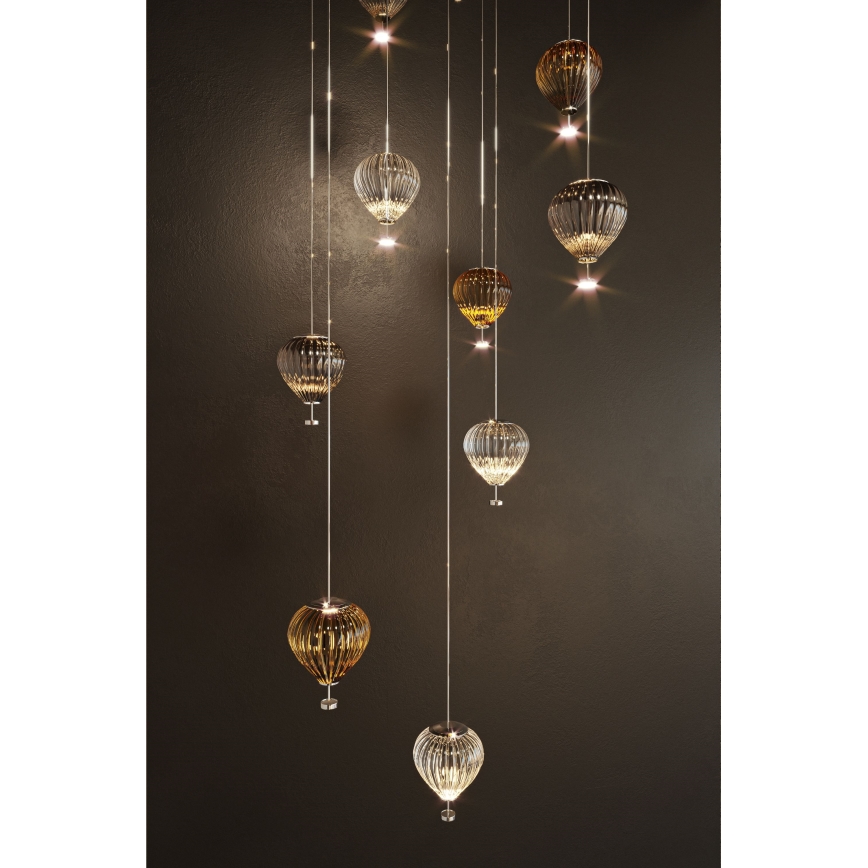 MAXLIGHT P0526D - LED Reguliuojamas pakabinamas sietynas PALLONCINI 11xLED/6W/230V diametras 45 cm permatoma/smėlio spalva/dūminis