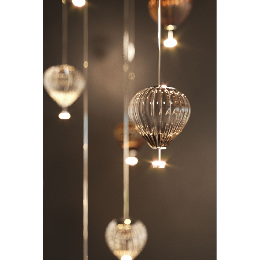 MAXLIGHT P0526D - LED Reguliuojamas pakabinamas sietynas PALLONCINI 11xLED/6W/230V diametras 45 cm permatoma/smėlio spalva/dūminis