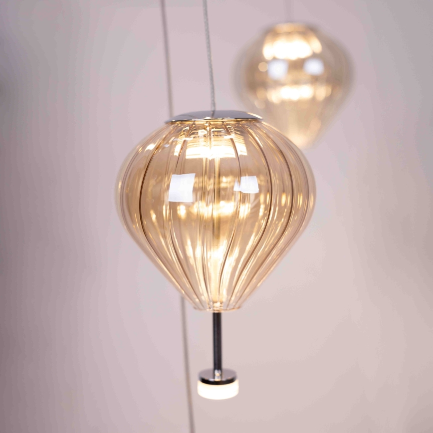 MAXLIGHT P0526D - LED Reguliuojamas pakabinamas sietynas PALLONCINI 11xLED/6W/230V diametras 45 cm permatoma/smėlio spalva/dūminis