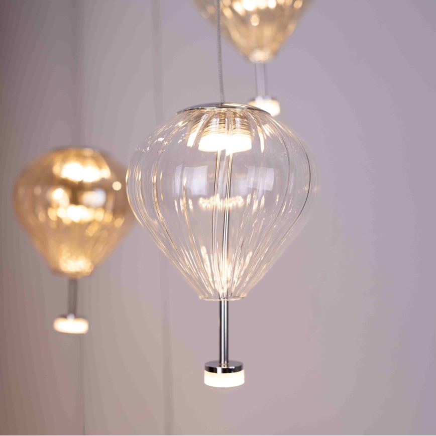 MAXLIGHT P0526D - LED Reguliuojamas pakabinamas sietynas PALLONCINI 11xLED/6W/230V diametras 45 cm permatoma/smėlio spalva/dūminis