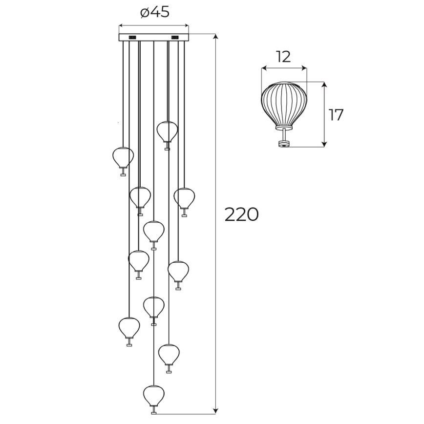 MAXLIGHT P0526D - LED Reguliuojamas pakabinamas sietynas PALLONCINI 11xLED/6W/230V diametras 45 cm permatoma/smėlio spalva/dūminis
