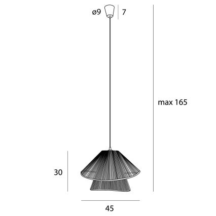 MAXLIGHT P0580 - Pakabinamas sietynas AMALFI 1xE27/15W/230V diametras 45 cm juoda