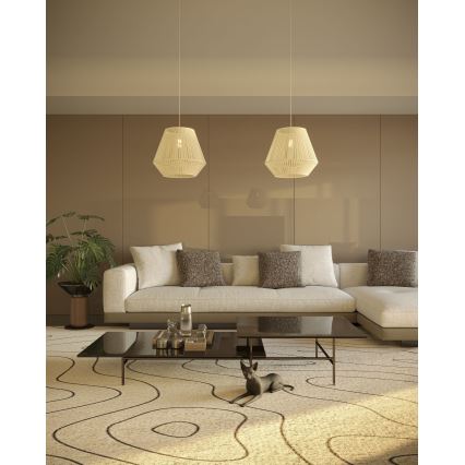 MAXLIGHT P0584 - Pakabinamas sietynas PRASLIN 1xE27/15W/230V diametras 44 cm smėlio spalva