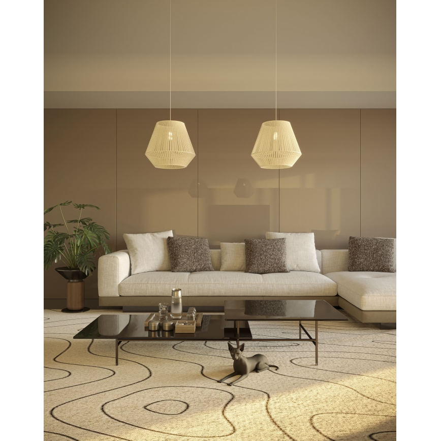 MAXLIGHT P0584 - Pakabinamas sietynas PRASLIN 1xE27/15W/230V diametras 44 cm smėlio spalva