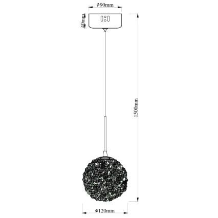 MAXLIGHT P0679 - Pakabinamas šviestuvas ant laido RITA 1xG9/5W/230V, skersmuo 12 cm, auksinis