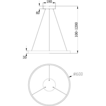 Maytoni MOD058PL-L32B3K - LED Pakabinamas sietynas RIM LED/37W/230V 3000K diametras 60 cm juoda
