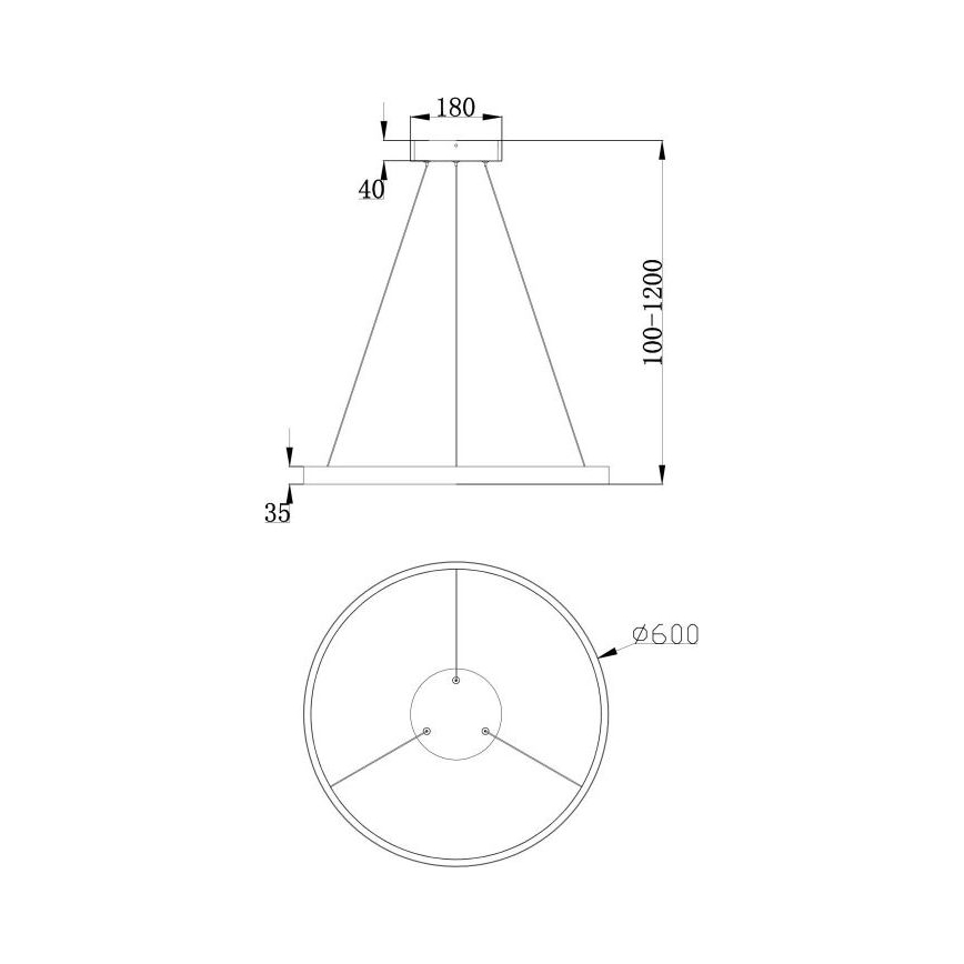 Maytoni MOD058PL-L32B3K - LED Pakabinamas sietynas RIM LED/37W/230V 3000K diametras 60 cm juoda
