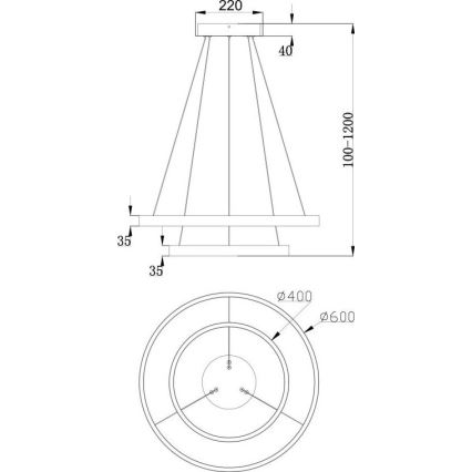 Maytoni MOD058PL-L55B3K - LED Pakabinamas sietynas RIM LED/61W/230V 3000K diametras 60 cm juoda