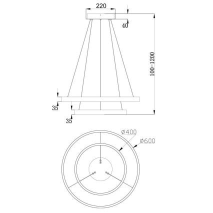 Maytoni MOD058PL-L55BS3K - LED Pakabinamas sietynas RIM LED/61W/230V 3000K diametras 60 cm auksas