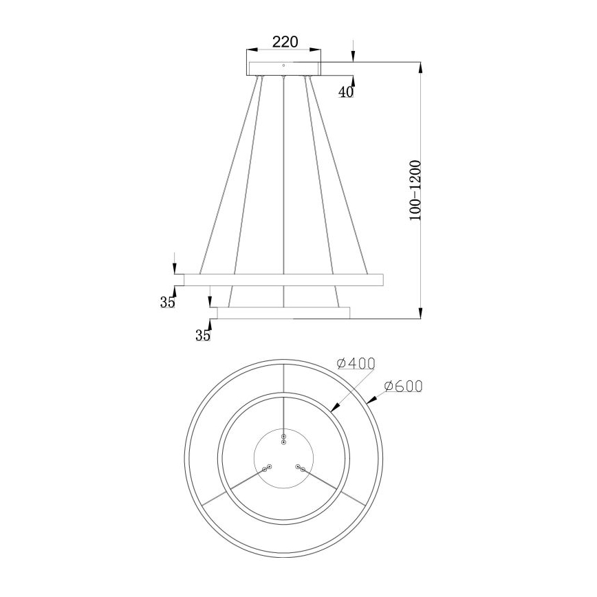 Maytoni MOD058PL-L55BS3K - LED Pakabinamas sietynas RIM LED/61W/230V 3000K diametras 60 cm auksas