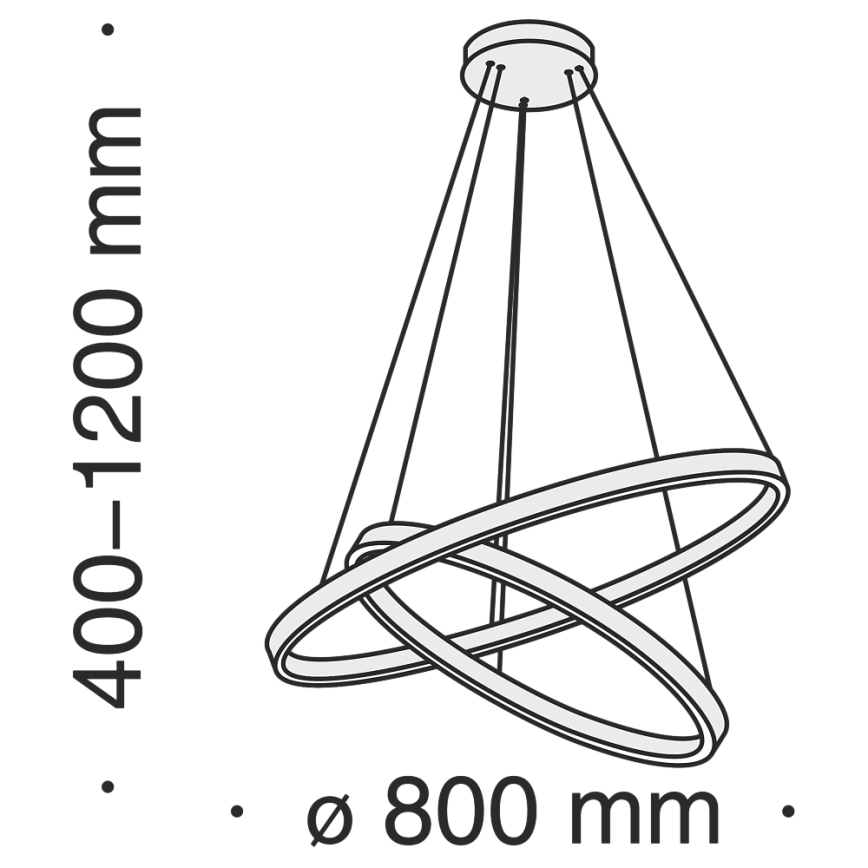 Maytoni MOD058PL-L74B3K - LED Pakabinamas sietynas RIM LED/88W/230V 3000K diametras 80 cm juoda