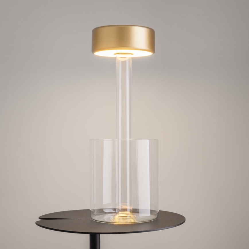 Maytoni MOD229TL-L3G3K1 – LED Pritemdoma įkraunama nešiojama stalinė lempa LED/3W/5V 2200-4000K auksinė/skaidri
