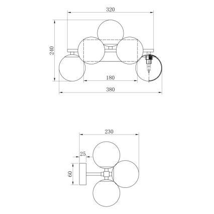 Maytoni MOD547WL-05B - Sieninis šviestuvas DALLAS 5xG9/28W/230V juoda