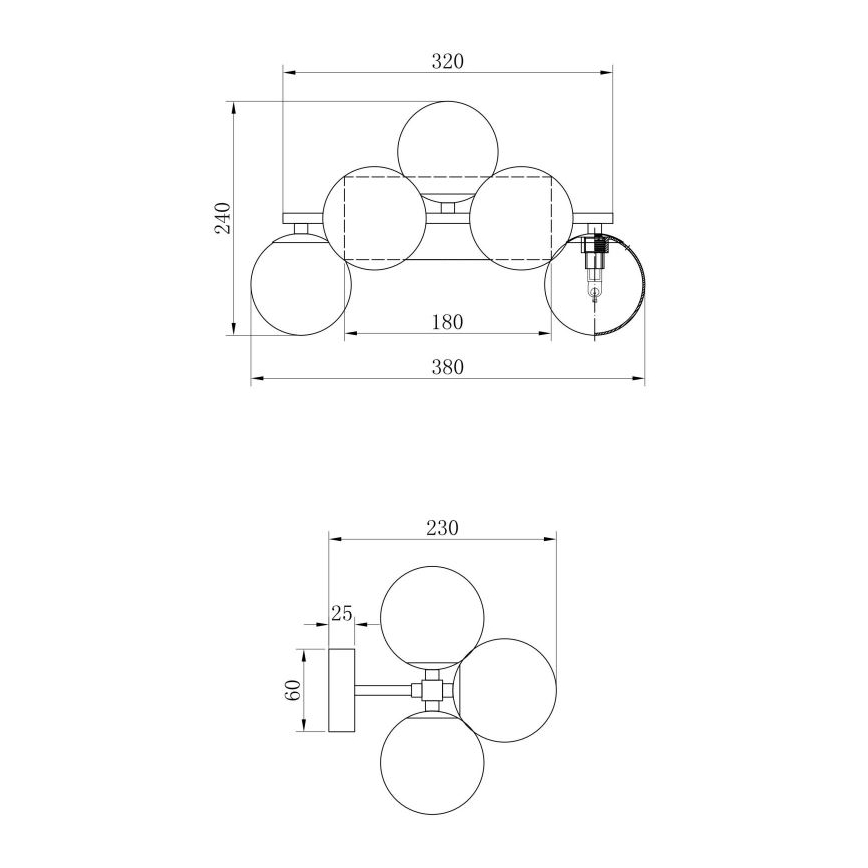 Maytoni MOD547WL-05B - Sieninis šviestuvas DALLAS 5xG9/28W/230V juoda
