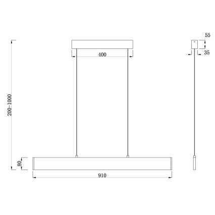 Maytoni P010PL-L23B4K - LED Pakabinamas sietynas STEP LED/23W/230V 4000K 91 cm juoda
