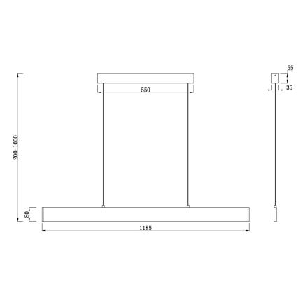 Maytoni P010PL-L30B4K - LED Pakabinamas sietynas STEP LED/30W/230V 4000K 118,5 cm juoda