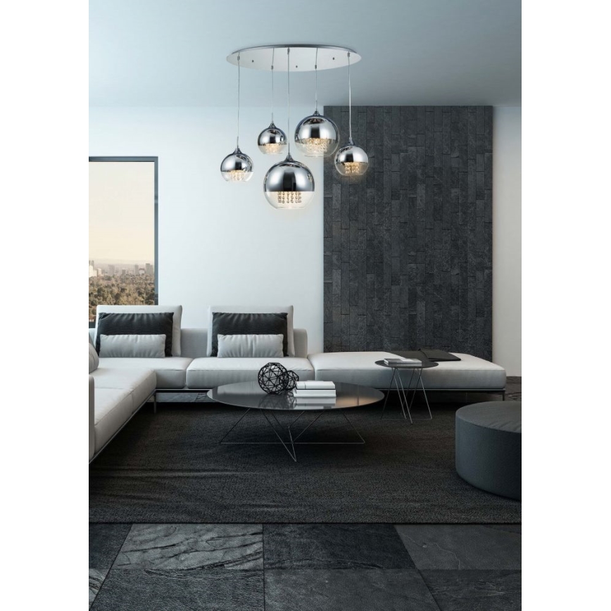 Maytoni P140-PL-170-5-N - Pakabinamas sietynas FERMI 5xE27/60W/230V blizgus chromas