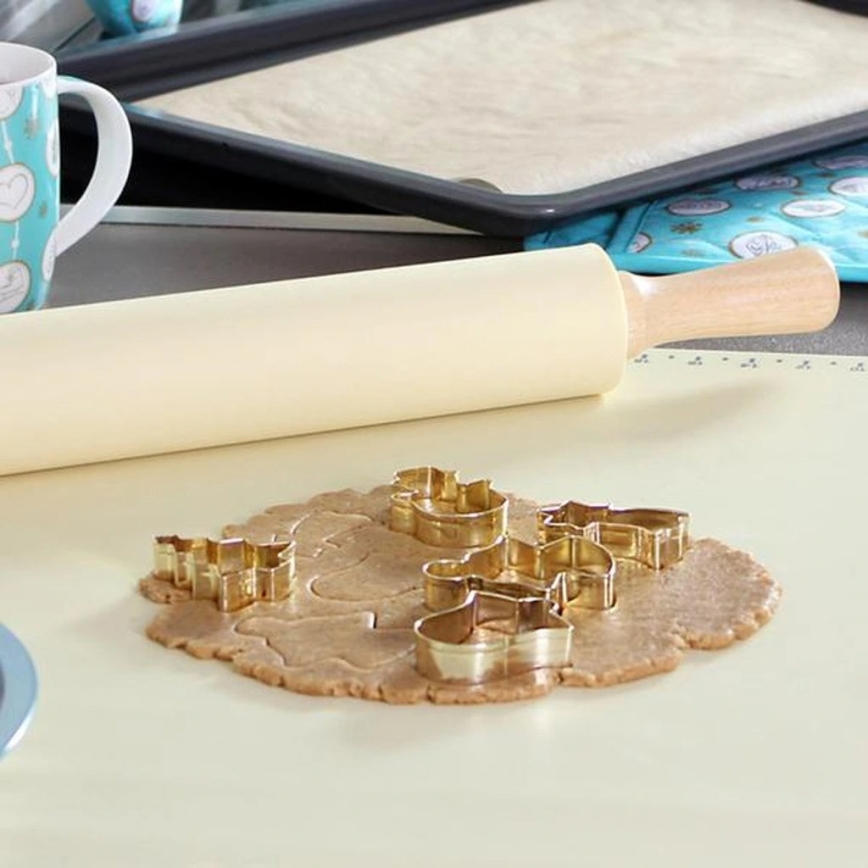 Medinis kočėlas su silikonu TORO, 43 cm, kreminis